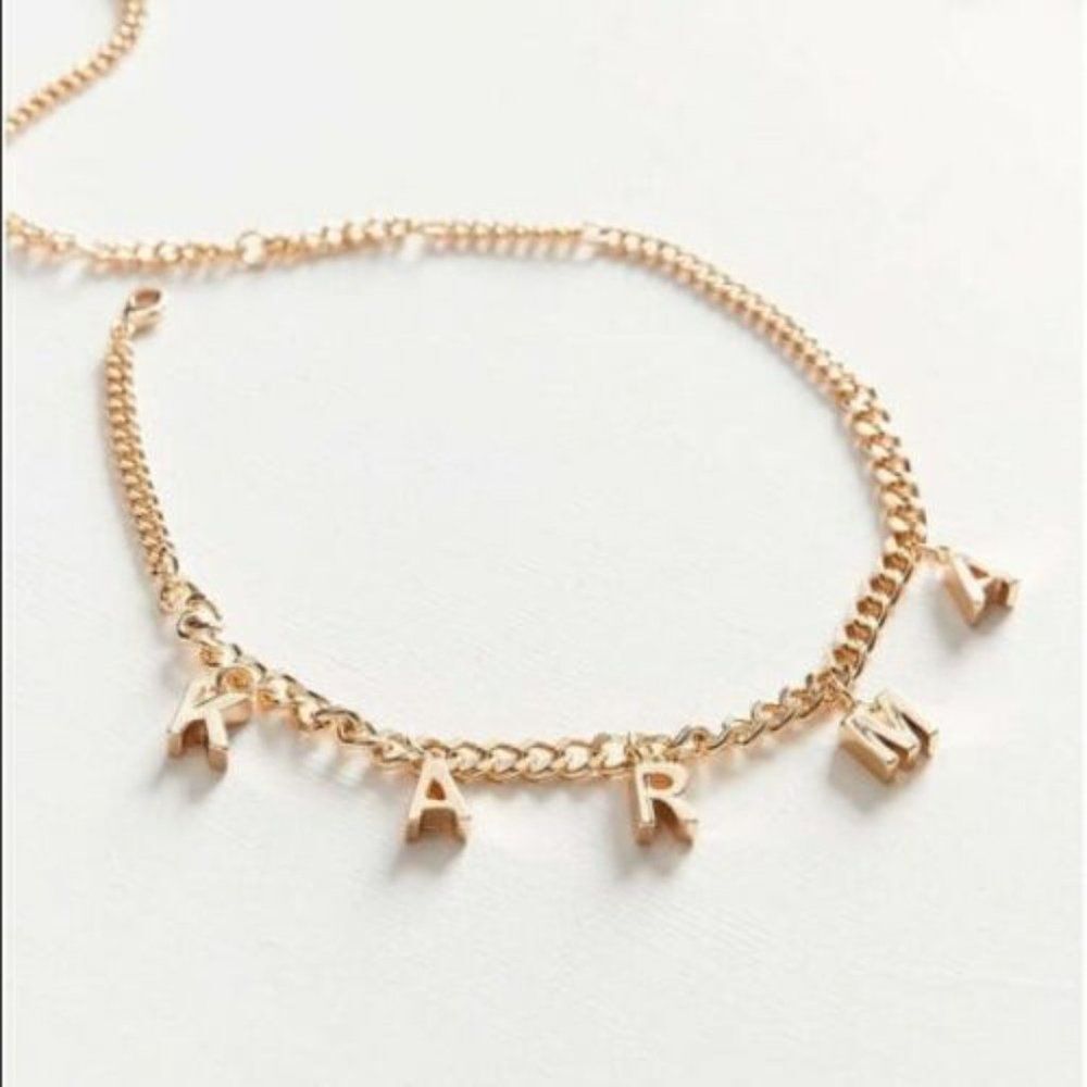 Urban Outfitters UO Karma collar GOLD Necklace NWT 26